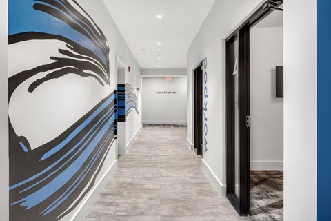 Hallway art and work pods