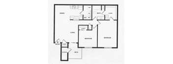 A black and white image of a floor plan for a house.