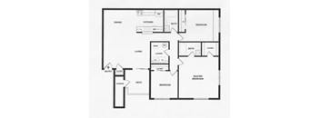 A black and white floor plan of a house with labeled rooms.