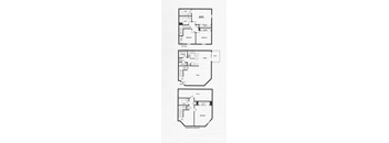 Four floor plans of a house with labeled rooms.