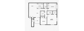 A black and white floor plan of a house with labeled rooms.