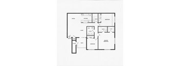 A black and white image of a house floor plan.