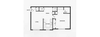 A black and white image of a floor plan for a house.