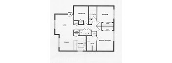 A black and white image of a house floor plan.