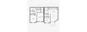 A black and white floor plan of a two-bedroom apartment.