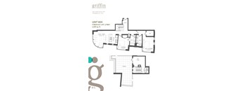 A floor plan for a 2 bedroom loft apartment at Griffin at Petworth Metro.