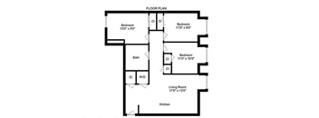A black and white floor plan of a house with labeled rooms.