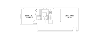 a floor plan of a house with a bedroom and a living room