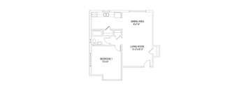 a floor plan of a living room and dining area with the floorplan of a
