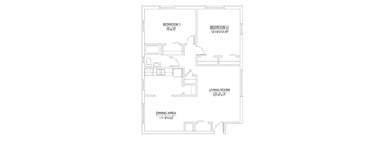 a floor plan of a small house with a bedroom and a living room