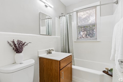 A white toilet sits next to a sink in a bathroom.