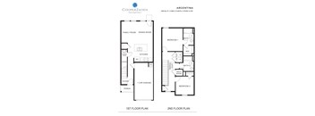 A floor plan for a two bedroom, two bathroom apartment.