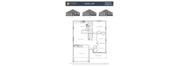 A drawing of a house layout for a model from Camden Homes.