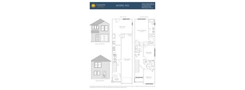 A floor plan for the Camden Homes Model 1522, a two-story house with a living area, two bedrooms, a garage, and a covered porch.