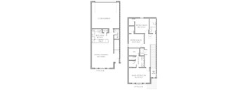 A floor plan of a two story house with a garage.