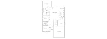 A floor plan of a house with a main bedroom, living room, and two car garages.