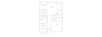 A floor plan of a house with labeled rooms such as a main bedroom, dining room, living room, and kitchen.