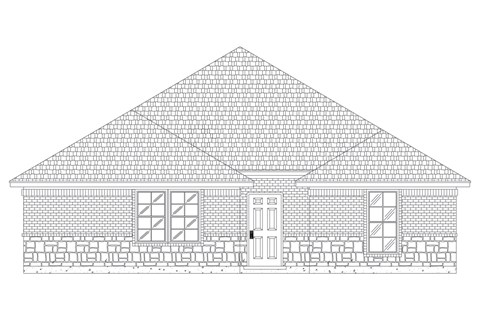 A black and white drawing of a house.