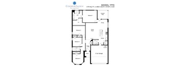 A black and white floor plan for a Cooperzadeh 1773 model home.
