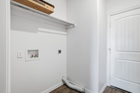 A white door is on the right side of the image.