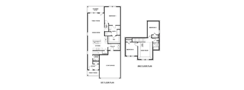 A floor plan of a two story home with labeled rooms.