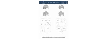 A drawing of a house with four different layouts labeled A, B, C and D.