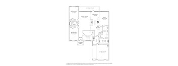 A floor plan of a house with a living room, kitchen, and four bedrooms.