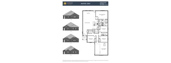 A house plan from Camden Homes showing four different floor plans.