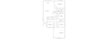 A floor plan of a house with a dining area, main bedroom, living room, and two car garages.
