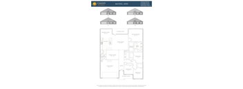 A floor plan for a home with four bedrooms and a garage.