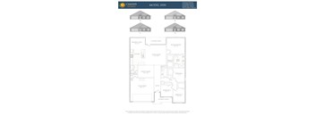 A floor plan for a home with four bedrooms and a garage.