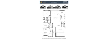 A floor plan for a home by Camden Homes showing four bedrooms and a garage.