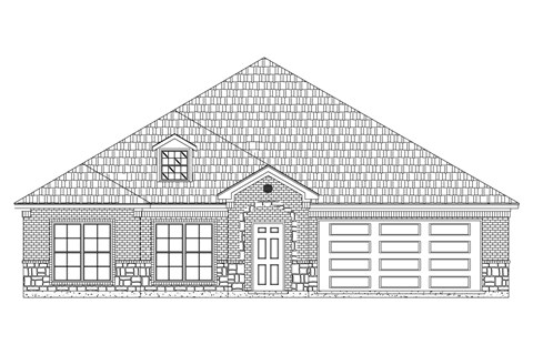 A black and white line drawing of a house.