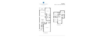 A floor plan for a two story home with a garage.