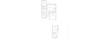 A floor plan of a house with a garage and a carport.