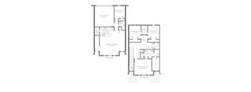 A floor plan of a two-story house with labeled rooms and dimensions.