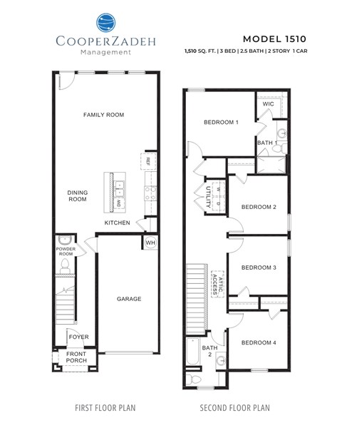 A floor plan for a Cooperzade Management model 1510 shows the layout of the first and second floors.