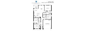 A floor plan for a CooperZadeh Management model 1602, which includes a 2 car garage.