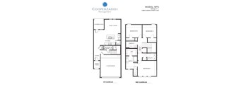 A floor plan for the CooperZadeh Management Model 1675, a 3 bedroom, 2.5 bath, 2 story home with 2 car garage.