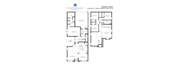 A floor plan for the CooperZadeh Management 2,403 square foot, 4 bedroom, 2.5 bath, two story, two car house.