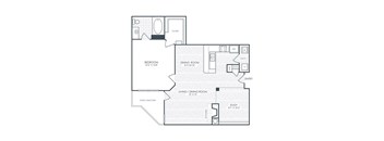 A floor plan of a house with a living room, dining room, kitchen, and bedrooms.