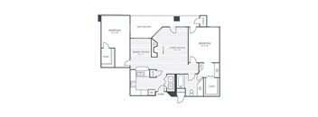 A black and white image of a house floor plan.