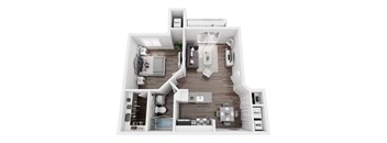 A top-down view of a house layout with labeled rooms.