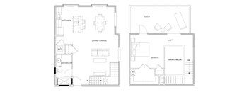 A floor plan of a two-story house with labeled rooms.