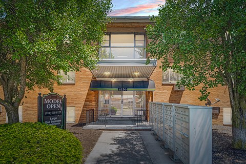 A model home is open for viewing at a residential complex.