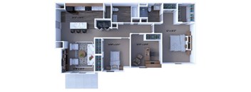 A floor plan of a two-bedroom apartment with dimensions.