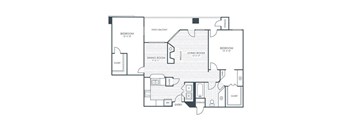 A black and white image of a house floor plan.