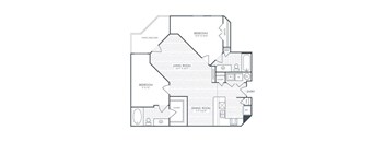 A black and white image of a house floor plan.