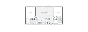 A black and white floor plan of a two bedroom apartment.