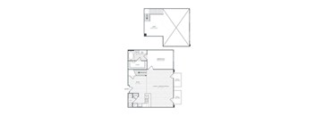 A floor plan of a house with a garage and a separate entrance.